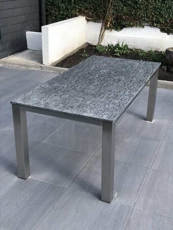 Edelstahl-Naturstein Gartentisch 180x90 cm mit Natursteinplatte in 2cm – Bild 5