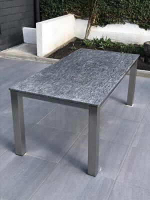 Edelstahl-Naturstein Gartentisch 180x90 cm mit Natursteinplatte in 2cm